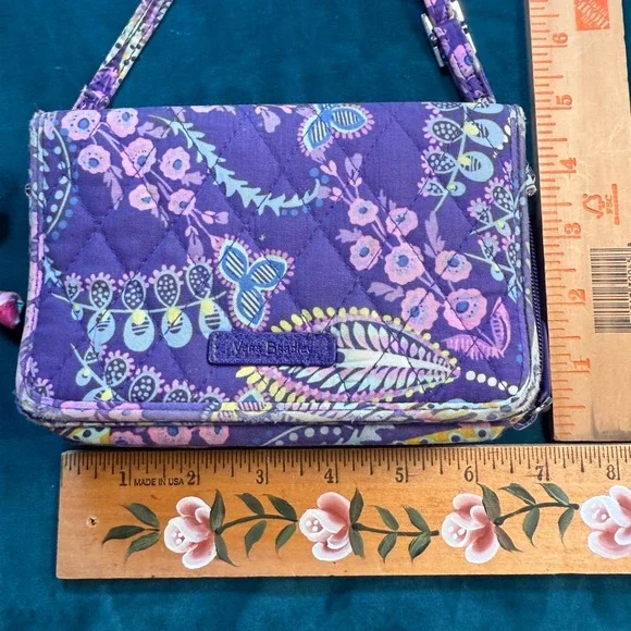 Vera Bradley Purple Paisley Crossbody Wallet Organizer Bag Lot of 3 Bundle Quilt - Picture 2 of 16
